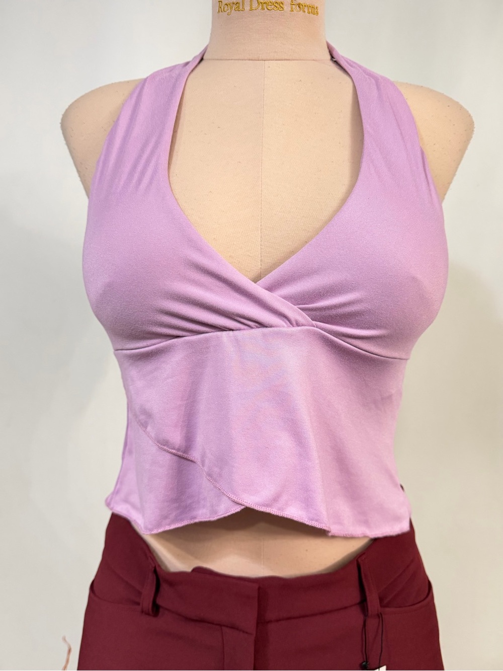 Lilac Halter V-Neck Crop Top Supersoft M and L